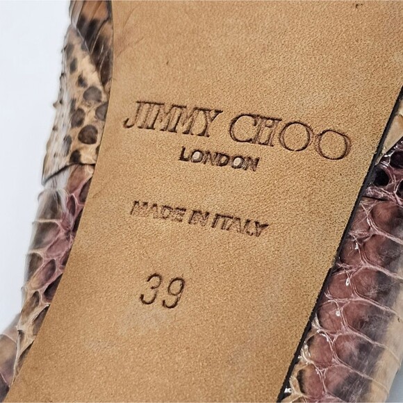 Jimmy Choo Julie Python Leather Open Toe Slingback Platform Sandals - Picture 2 of 12